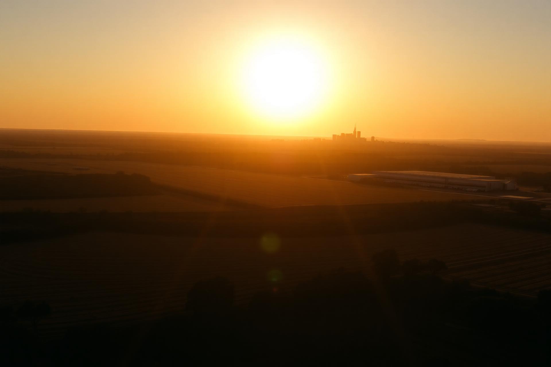 Aerial view of the Brazos Valley at golden hour
